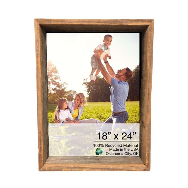 Homeroots 19 x 25 in. Rustic Weathered Grey Picture Frame with Hanger 380367 - main